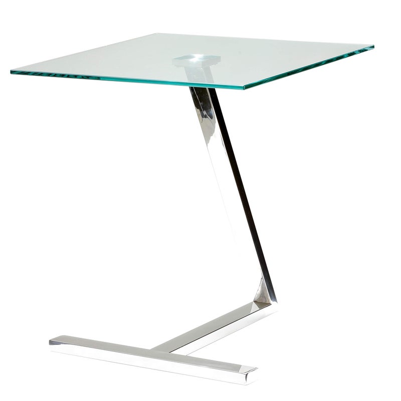 Cortesi Home Zee Square Glass End Table, 18x18x20, Chrome - Image 1
